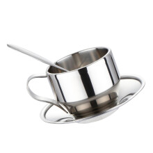 Stainless Steel Tea Cup and Kettle Set of 3 for Hot Drinks, Reusable Home Tableware