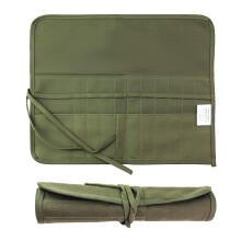 Paint Brush Roll Canvas Pouch with 22 Slots for Artists, Watercolor and Drawing Tools (Army Green)
