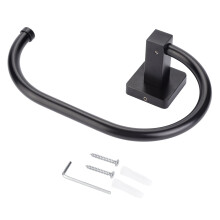 Suporte de toalha de mão elegante, em aço inoxidável impermeável com acabamento preto fosco, para montagem na parede. Alta capacidade de carga,