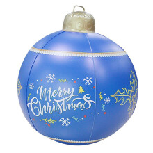 Inflatable Christmas Ball with LED Lights 24 Inch Outdoor Decor, PVC Inflatable Ornaments with Remote Control for Lawn Porch Garden Holiday Decor Feat