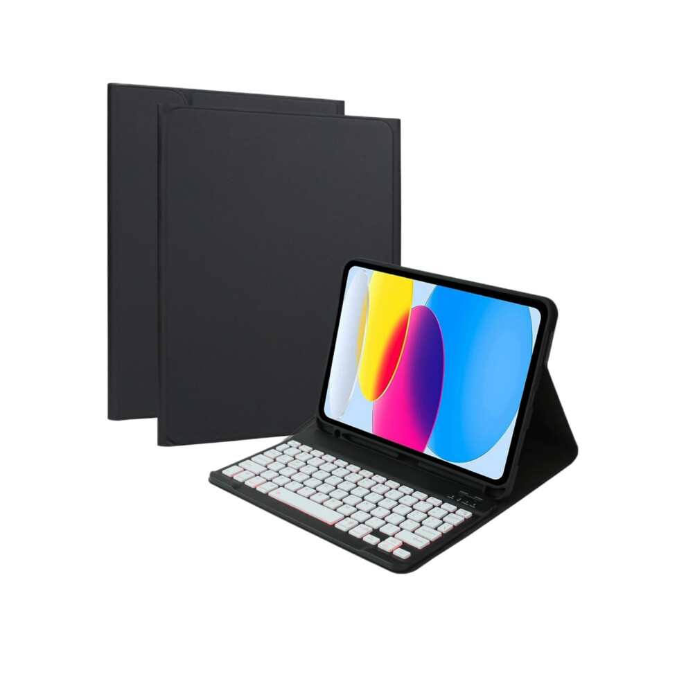 10.9 Keyboard Case With 7Color Backlight, Detachable Cover And Pencil Holder Black White For Ipad Air 5Th/4Th Gen White,Black 9339159806913