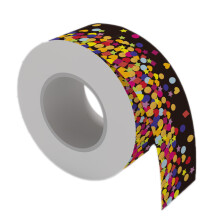 Carta spessa e resistente per decorazioni scolastiche, ampia applicazione di colori vivaci con pois e stelle a contrasto, bordo arrotolato con