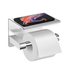 Suporte de papel higiênico de parede em aço inoxidável, prateleira grande e segura para celular, ideal para armazenamento conveniente, adequado