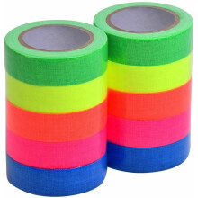 UV fekete fényre reagáló neon szalag, fluoreszkáló szalag erős ragasztóval partidekorációhoz, színes, 5 élénk szín, többcélú, 10