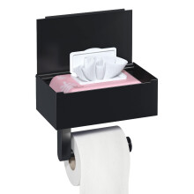 Organizador de banheiro definitivo: Suporte para papel higiênico em aço inoxidável com dispensador de lenços umedecidos integrado, acabamento