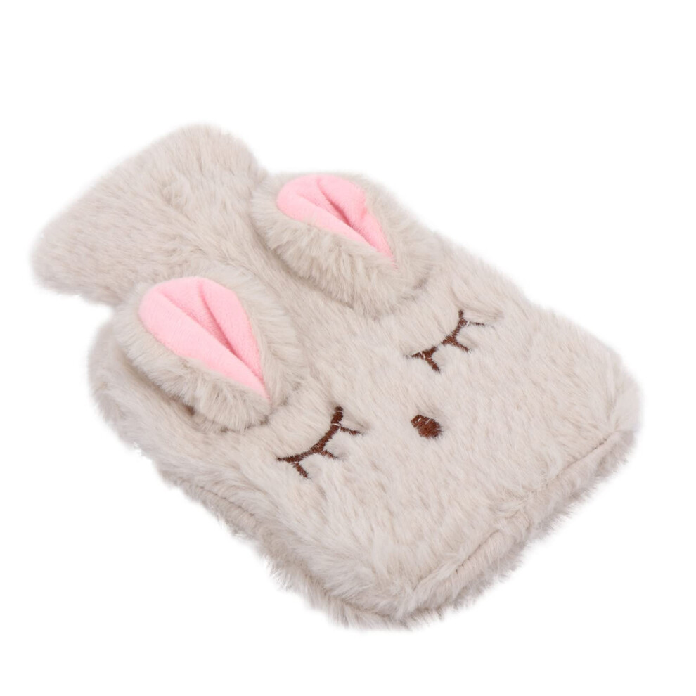Hot Water Bottle with Plush Bunny Cover and Detachable Hand Warmer for Winter Home or Travel