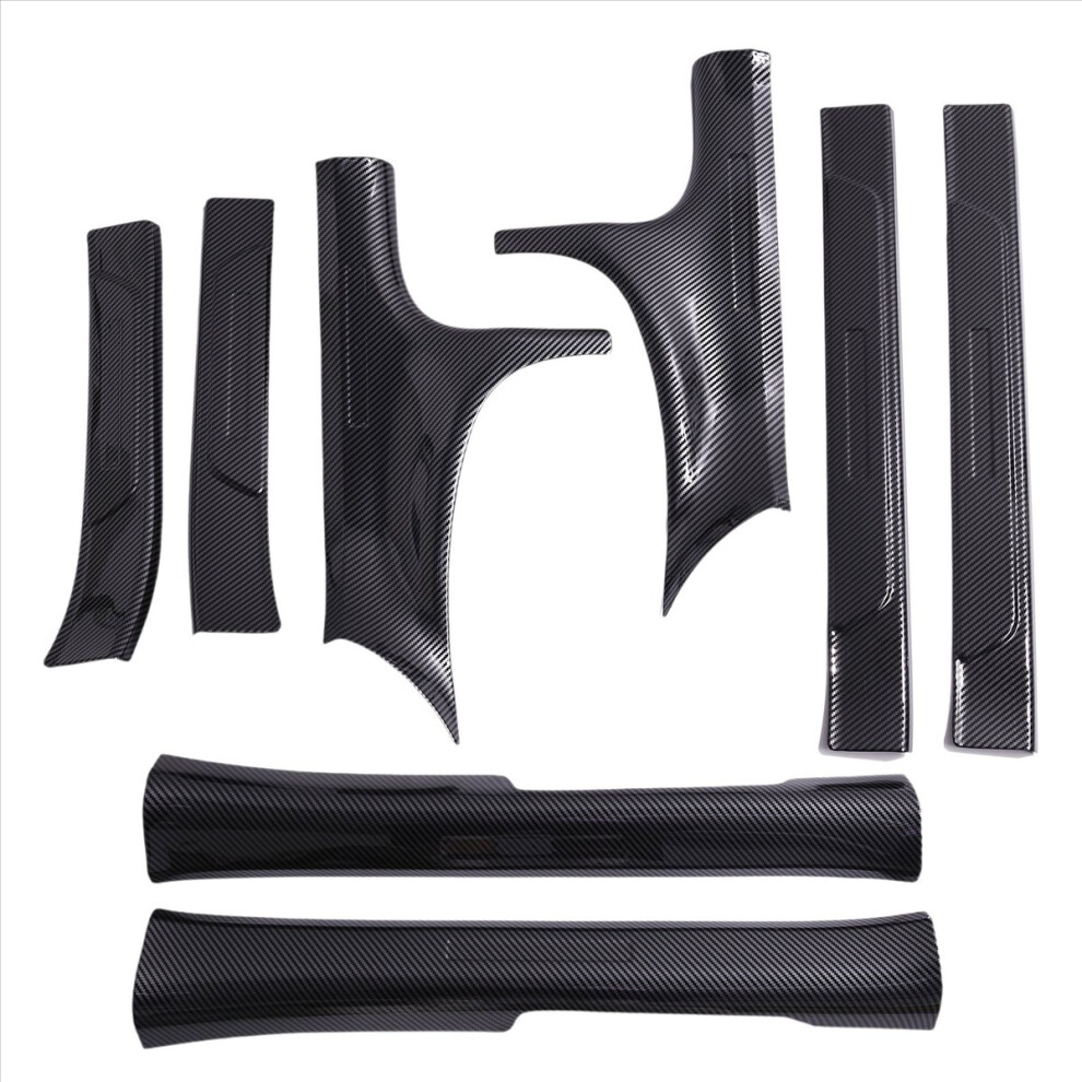 Inside + Outside Door Sill Guards Entry Guard Decor Carbon Fiber Color Light 4851500912104