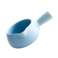 Ceramic Milk Pan 700ml Single Handle Blue Soup Pot for Baby Food Heating and Noodle Cooking