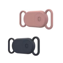 Pet Collar Holder for SmartTag 2, Waterproof Shockproof Silicone Case, AntiLost Dog Cat Tracker Cover, 2 Pack Grey Pink