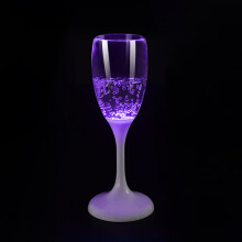 LED Champagne Flutes Plastic Reusable Light Up Goblet Cocktail Glasses for Wedding Party Christmas Purple