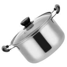 Stainless Steel Milk Pan with Glass Lid, Non Stick Soup Pot Pasta Cooker Steamer for Kitchen