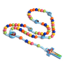 Cartoon Pendant Rosary Necklace with Colorful Beads for Kids Girls Catholic Orthodox Blue