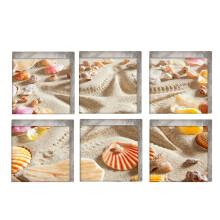 Tapis de bain de sécurité, décoration élégante pour salles de bain, motif carré sur le thème nautique et de la plage, facile à installer et