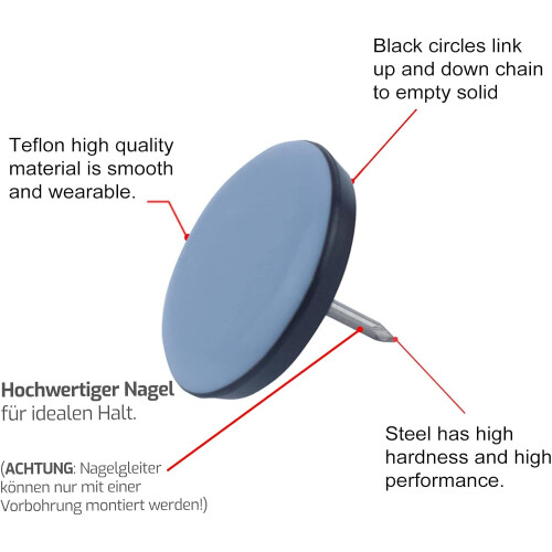 Μαξιλάρια ολίσθησης επίπλων Glide Nail Nylon για βαριά ολίσθηση επίπλων, ομαλή, αθόρυβη 2