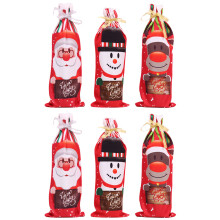 Kerstwijnfleshoes, katoenen wijnfleshoes voor feestjes, wasbare en stevige wijnflestrui/jurk, geschikt voor kersttafeldecoratie.