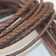 Brown Leather Braided Cord 3mm Round Cowhide Rope for DIY Bracelet Jewelry Making 1m