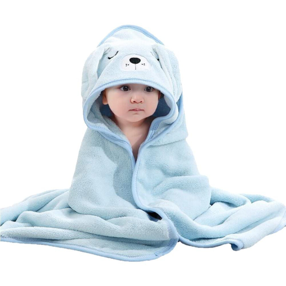 Baby Hooded Bath Towel Super Soft Cotton Blanket for Newborn Shower Gift Blue