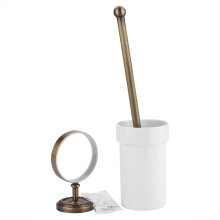 Escova de vaso sanitário de parede estilo europeu, suporte para escova de vaso sanitário em latão antigo, acessório de banheiro elegante com