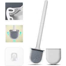 Escova de vaso sanitário ergonômica com cabo confortável, design moderno para banheiros elegantes, cerdas duráveis de TPR, aberturas de