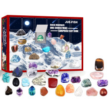 Calendar de Advent educațional pentru geologie, copii și adulți, ornamente decorative de Crăciun, colecție de pietre prețioase, calendar cu