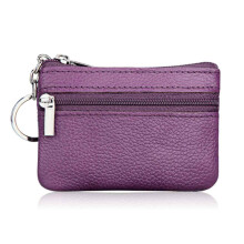 Husă din piele pentru schimb, pentru purtare zilnică, portofel compact pentru monede din piele naturală cu inel pentru chei, design minimalist