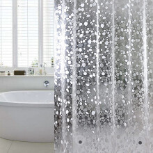 Rideau de douche ultra-résistant, en EVA de 0,2 mm d'épaisseur, avec 3 aimants en bas, pour cabine de douche et baignoire, motif galets 3D.