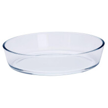 Clear Borosilicate Glass Baking Dish Oval Heat Resistant Tray for Oven Microwave Pizza Serving