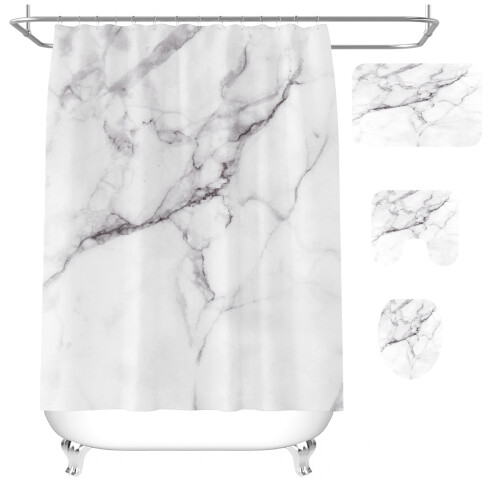 Modern Marble Print Bathroom Mat, Exquisite Design Creative Pattern Floor Mat, Machine-Washable Waterproof Polyester Fabric With Fast-Drying Water Abs