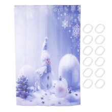 Wasserdichter Duschvorhang aus Polyestergewebe, schnelltrocknend, mit einfach zu montierenden Duschvorhanghaken, Weihnachtsschneemann-Design für