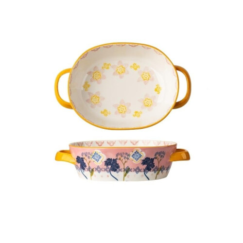 Ceramic Baking Dish with Handle 800ML Oven Safe Clay Casserole for Lasagna and Roasting