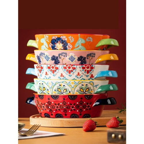 Ceramic Baking Dish with Handle 800ML Oven Safe Clay Casserole for Lasagna and Roasting 1