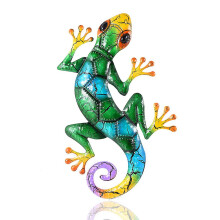 Decoración de pared de gecko de metal hecha a mano, escultura de arte de jardín en 3D con revestimiento de alta calidad, decoración única de