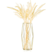 Chic Gold Vase, Geometric Clear Glass Flower Display, Wedding Decorations Essential, Modern Style for Rustic Home Decor, Crystal Finish