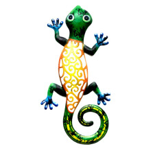 Escultura decorativa de pared, arte de pared de gecko de metal para un toque de naturaleza, hermosos colores brillantes, decoración colgante para