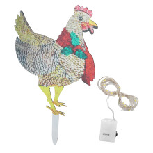 Decorațiuni de Crăciun cu pui luminoase, ornament de fier realist, rezistent la intemperii, miză pentru gazon în aer liber, stil Farmhouse,