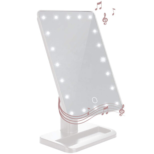 Makeup Mirror with Lights and Bluetooth Speaker, 180 Degree Rotation for Unmatched Versatility