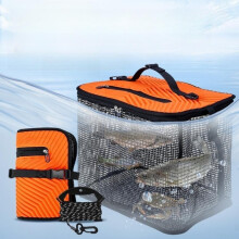 Fishing Basket Net with EVA Foam Buoyancy, Zipper Closure, Nylon Rope, Foldable Thick Mesh