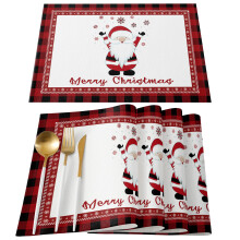 Festliche Tischsets (4er-Set), weihnachtliche Motive, hochwertiges Baumwoll-Leinen-Gewebe, hitzebeständig, maschinenwaschbar.