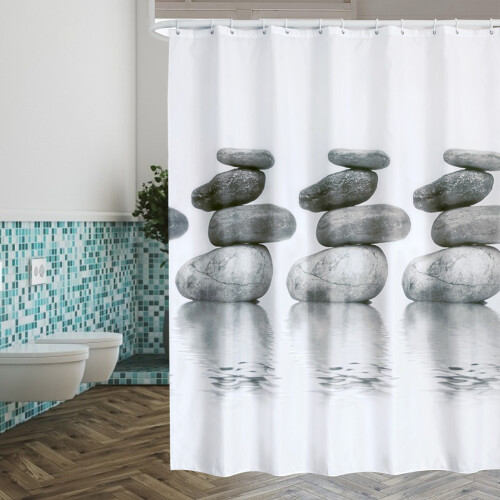 Wasserdichter Duschvorhang mit einzigartigem, lebendigem Muster, Grau, ideal für Badezimmer oder Hotelzimmer 1