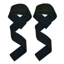 Alças de pulso reforçadas para levantamento de peso olímpico, acolchoadas em neoprene, com aderência antiderrapante, tamanho universal, pretas.