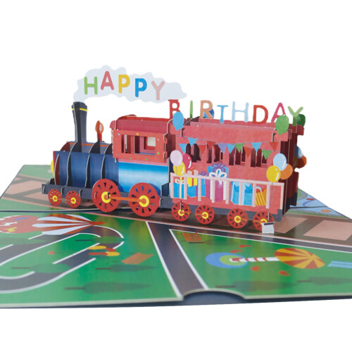 Santa Express3D Pop Up Κάρτα για την εορταστική περίοδο, Ξύλινη πινακίδα εμπνευσμένη από