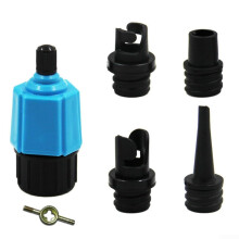 Paddleboard Air Pump Adapter with 4 Valve Nozzles for Inflatable Boats Canoes Rafts (Blue)