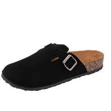 Men Women Suede Leather Clogs Sandals with Arch Support and Cork Footbed, Black UK 6.57.5