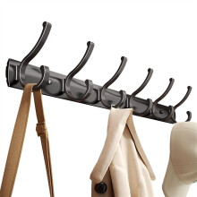 Wall Mounted Coat Rack with Sturdy Black Stainless Steel Hooks for Jackets Clothes Hats
