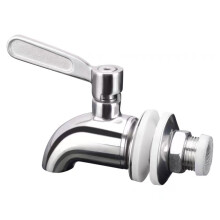Rubinetto di ricambio per dispenser di bevande, in acciaio inox, che garantisce assenza di perdite e un flusso costante per uso professionale.