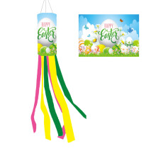 Cúpula de vento decorativa para pendurar ao ar livre com estampa festiva de coelhinho. Cúpula de vento resistente, feita de poliéster durável.
