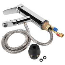 Torneira extensível em aço inoxidável para cozinha e banheiro, com pulverizador para água fria e quente, válvula de cerâmica durável, à prova