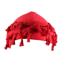 Men's Satin Lined Turban with Vintage Twist Head Wrap and Modal Tassels for Fashion (Red)