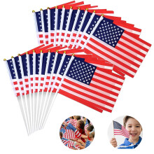 PatrioticDecor, Steaguri Americane Colorate de 30,5 cm x 20,3 cm, Steaguri SUA Durabile pentru Exterior, Mini Steaguri de Mână cu Vârf de Lance