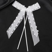 Ruban de satin, nœuds blancs pré-noués pour décoration de mariage en extérieur, embellissements de mariage à motif cœur, décorations